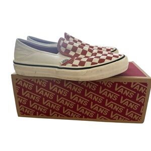 Vans Cush bottom Red and White Checkered Slip-Ons